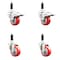 Service Caster 3.5 Inch 316SS Red Polyurethane Swivel 7/8 Inch Stem Caster Lock Brake, 2PK SS316TTLEX20S3514-PPUB-RED-2-S-2-78 - alternate 3
